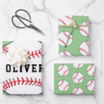 Baseball Ball Pattern Kids Name Birthday Geschenkpapier Set<br><div class="desc">Baseball Ball Pattern Kids Name Birthday Wrapping Paper Sheets. Personalize with your name or erase the text.</div>