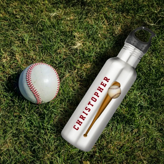 Baseball-Ball-Personalisierter Name oder Monogramm Edelstahlflasche (Von Creator hochgeladen)