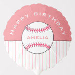 Baseball Ball Pink Kid Name Happy Birthday Party Ballon<br><div class="desc">Baseball Ball Pink Kid`s Name Happy Birthday Party Ballon. Der Name des Kindes ist im Baseballball,  der Hintergrund ist rosa und weiß mit rosa Streifen. Personalisieren Sie mit Ihrem Namen. Großartiger Geburtstagsballon für eine Baseball-Geburtstagsfeier für Junge oder Mädchen,  die Baseball und Sport Liebe.</div>