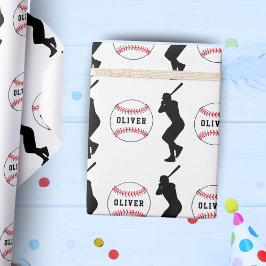 Baseball Ball Player Kinder Name Geburtstag Geschenkpapier
