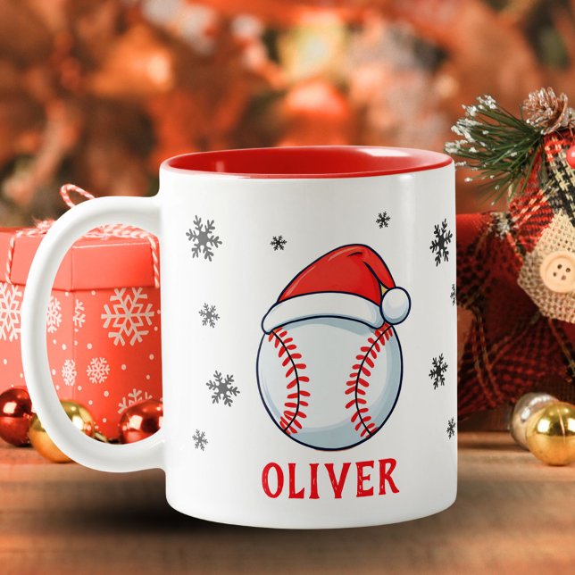 Baseball Ball Red Weihnachtsmannmütze Snowflake Na Zweifarbige Tasse (Von Creator hochgeladen)