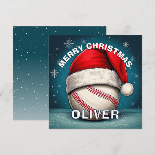 Baseball Ball Rote Santa Mütze Name Weihnachten