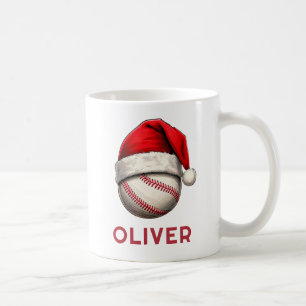 Baseball Ball Rote Santa Mütze Name Weihnachten Kaffeetasse