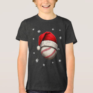 Baseball-Ball-Rote Weihnachtsmannmütze Tri-Blend Shirt
