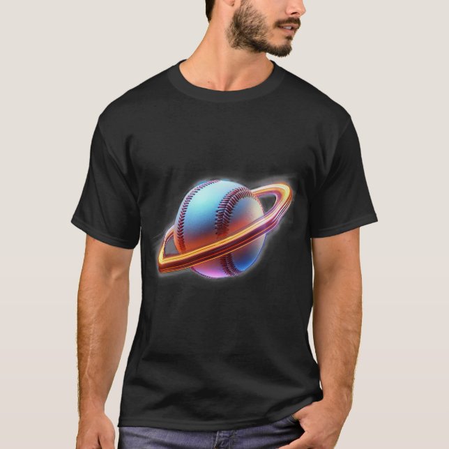 Baseball Ball Saturn Planet, Phantastischer Sportd T-Shirt (Vorderseite)