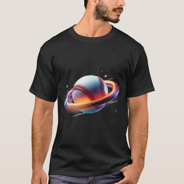 Baseball Ball Saturn Planet, Phantastischer Sportd T-Shirt (Vorderseite)
