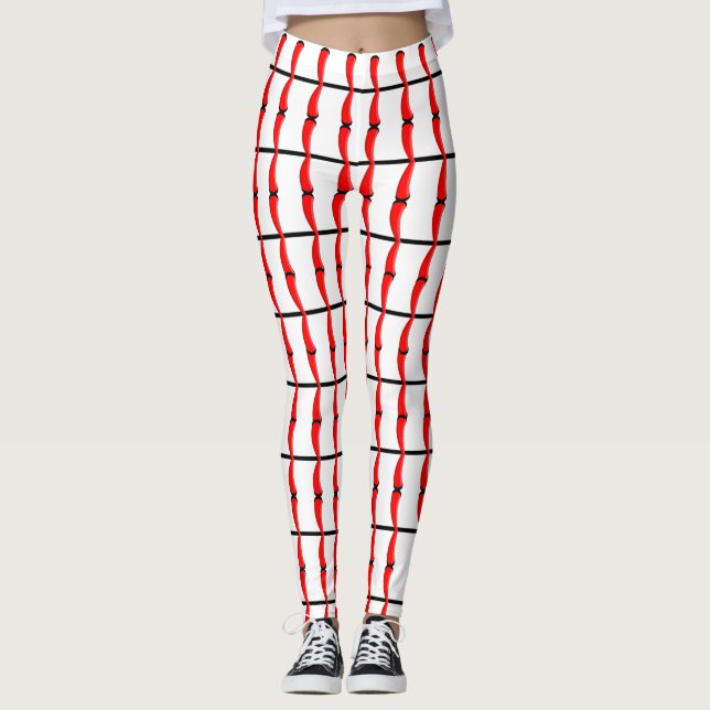 Baseball Ball Seam Stitches Muster Leggings (Vorderseite)