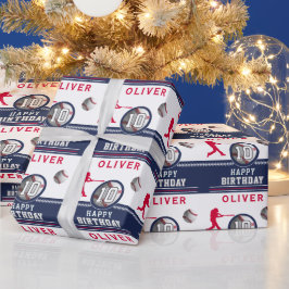 Baseball-Ball-Spieler als Geburtstagsparty Geschenkpapier