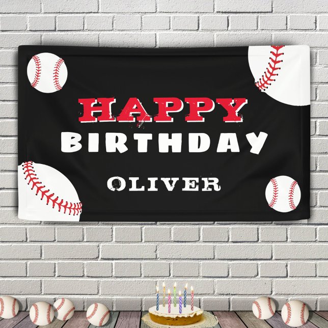 Baseball Ball Sports Black Kindergeburtstag Party Banner (Von Creator hochgeladen)