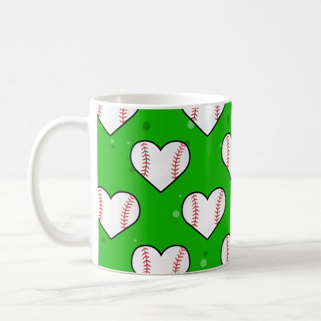 Baseball-Ball-Textur in Herzform - Muster Kaffeetasse (Links)