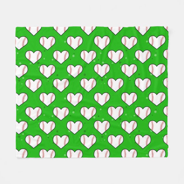 Baseball Ball Texture In Heart Shape - Pattern  Fleecedecke (Vorderseite (Horizontal))