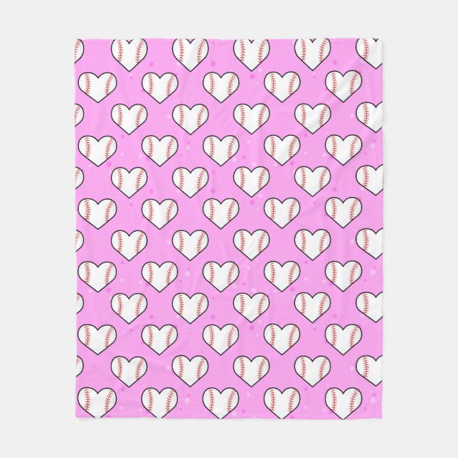 Baseball Ball Texture In Heart Shape - Seamless Pa Fleecedecke (Vorderseite)
