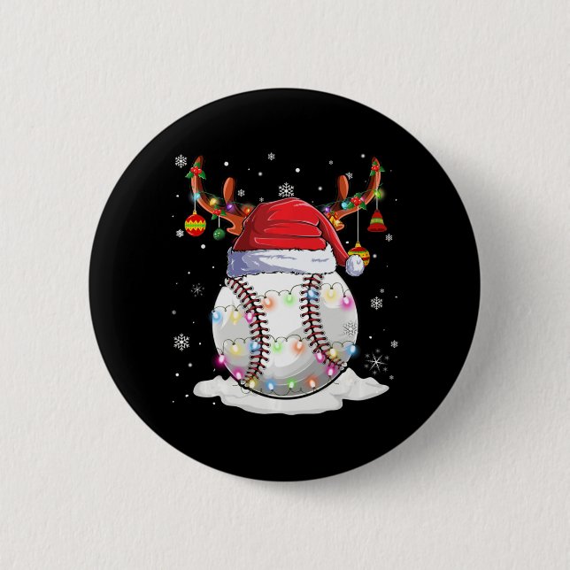 Baseball Ball Weihnachtsmannmütze Rentier Weihnach Button (Vorderseite)