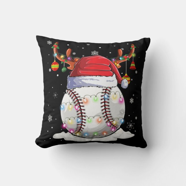 Baseball Ball Weihnachtsmannmütze Rentier Weihnach Kissen (Vorderseite)