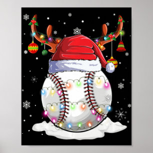Baseball Ball Weihnachtsmannmütze Rentier Weihnach Poster