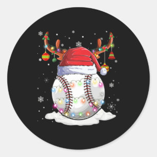 Baseball Ball Weihnachtsmannmütze Rentier Weihnach Runder Aufkleber