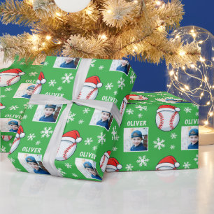 Baseball Ball Weihnachtsmannmütze Schneeflocke Nam Geschenkpapier