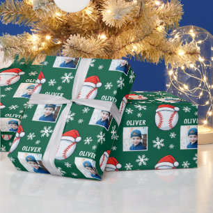 Baseball Ball Weihnachtsmannmütze Schneeflocke Nam Geschenkpapier
