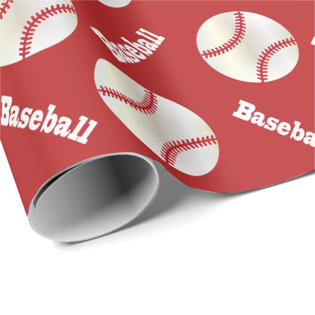 Baseball-Bälle| DIREKTE Hintergrundfarbe Geschenkpapier (Rolleneckpunkt)