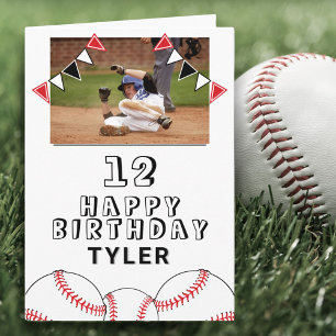 Baseball Bälle Flaggen Kinder Foto Geburtstag Karte