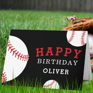 Baseball Bälle Sport Schwarz Happy Birthday Kinder Karte