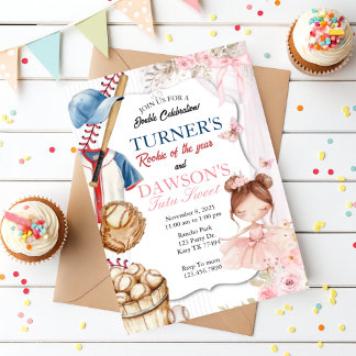 Baseball & Ballerina Birthday Invitation | Rookie  Einladung