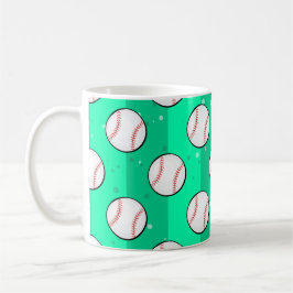 Baseball Balls - Nahtloses Muster auf Aqua Green Kaffeetasse