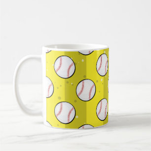 Baseball Balls - Nahtloses Muster auf dem Gelben F Kaffeetasse