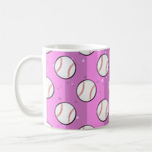 Baseball Balls - Nahtloses Muster auf rosa Feld Kaffeetasse