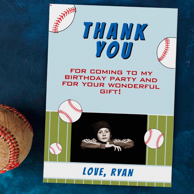 Baseball Balls Sports Kid's Foto Geburtstag Danke (Von Creator hochgeladen)