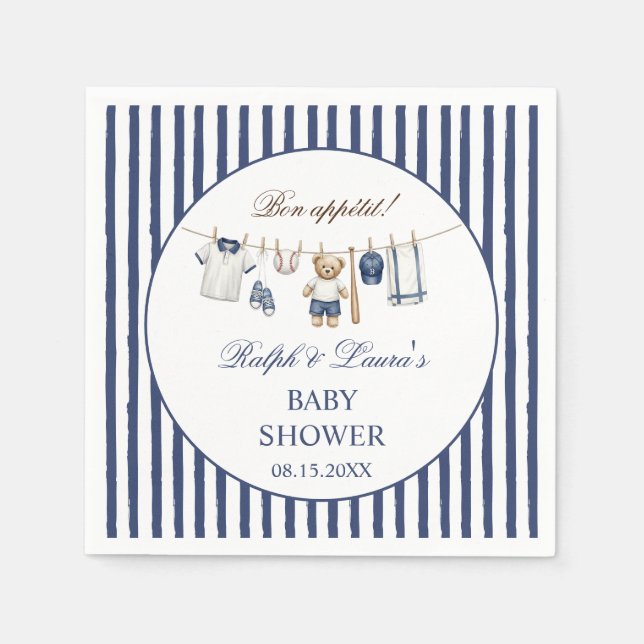 Baseball-Bär-Baby-Party  Serviette (Vorderseite)