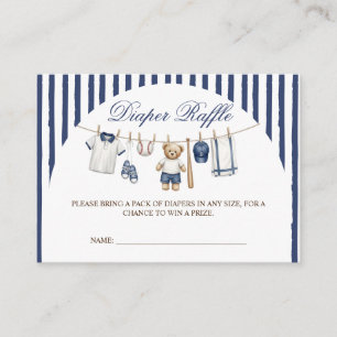 Baseball-Bär-Baby-Shower-Windel-Raffle Begleitkarte