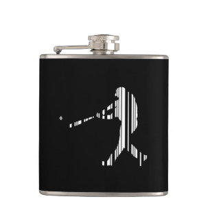 BASEBALL-BAR-CODE-Sportler-Muster-Design Flachmann