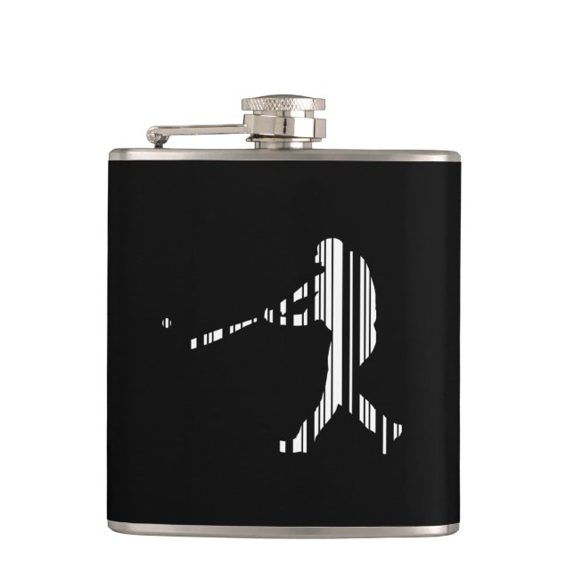 BASEBALL-BAR-CODE-Sportler-Muster-Design Flachmann (Vorderseite)