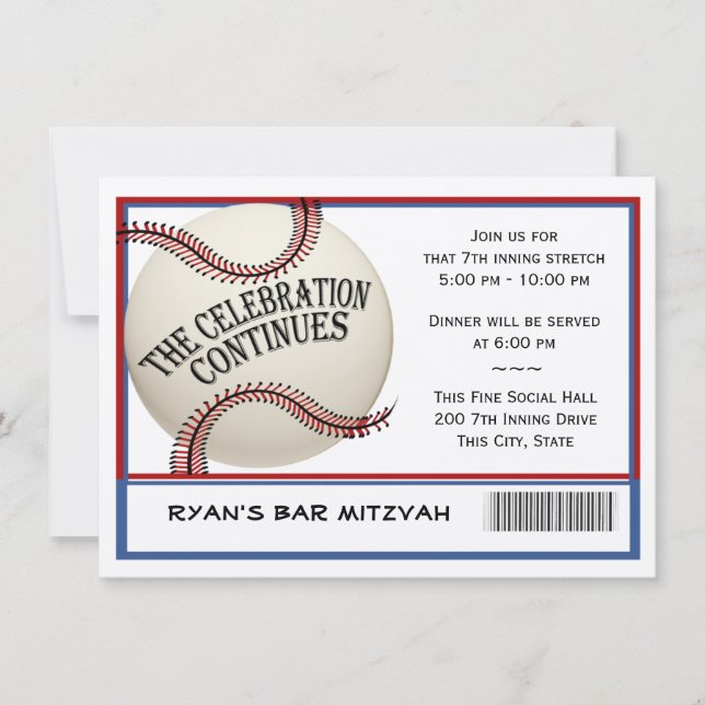 Baseball-Bar Mitzvah-Feier Einladung (Vorderseite)