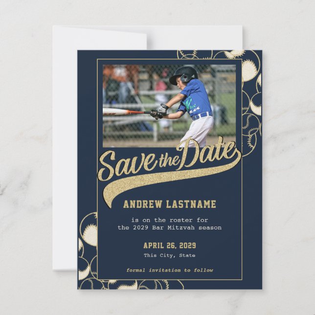 Baseball Bar Mitzvah Save the Date (Vorderseite)