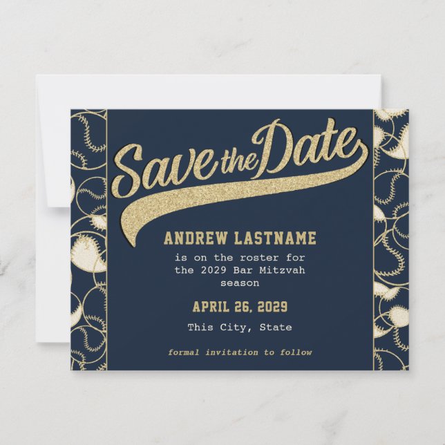 Baseball Bar Mitzvah Save the Date (Vorderseite)