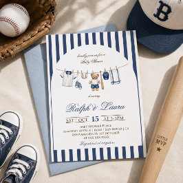 Baseball-Bär-Wäscheleine-Baby-Party Einladung