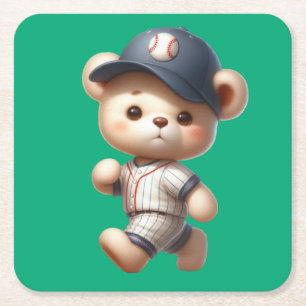 Baseball Bären 1 Rechteckiger Pappuntersetzer