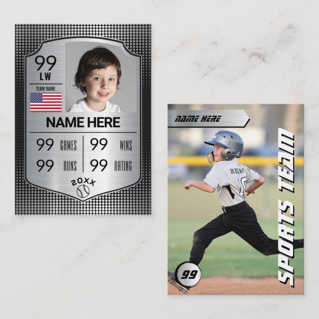 Baseball-Baseball-Karte-Baseball-Schildkarte Telefonnummerkarte (Vorne/Hinten)