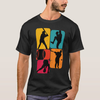 Baseball-Baseball-Player Retro-Design T-Shirt