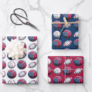 Baseball Basketball American Football Geschenkpapier Set