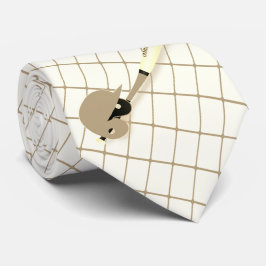 Baseball Bat Ball Helmet Tan Karo Necktie Krawatte