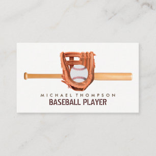 Baseball Bat & Gear aus Holz, Baseballspieler, Tra Visitenkarte