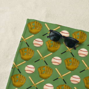 Baseball Bat, Glove & Ball Beach Handtuch