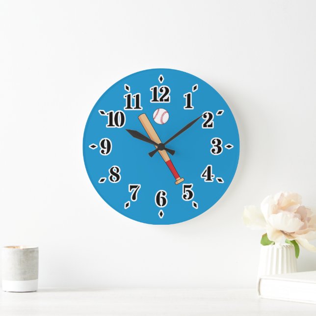 Baseball-Bat mit Ball Große Wanduhr (Zuhause)