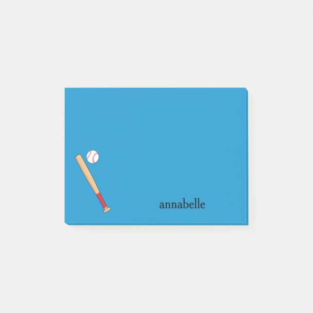 Baseball-Bat mit Ball personalisieren Post-it Klebezettel (Vorderseite)