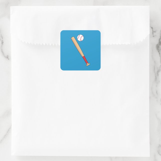 Baseball-Bat mit Ball Quadratischer Aufkleber (Tasche)