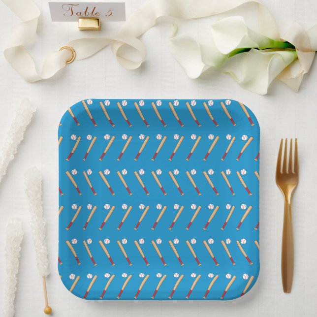 Baseball-Bat mit Kugelmuster Pappteller (Hochzeit)