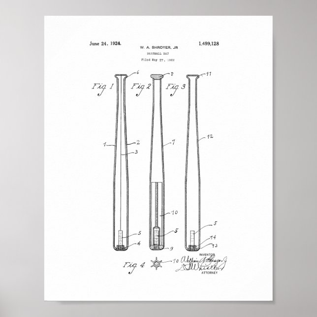 Baseball-Bat-Patent Poster (Vorne)
